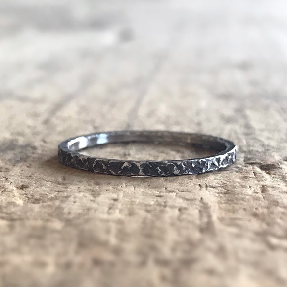 Oxidized Silver Raw Silk Ring