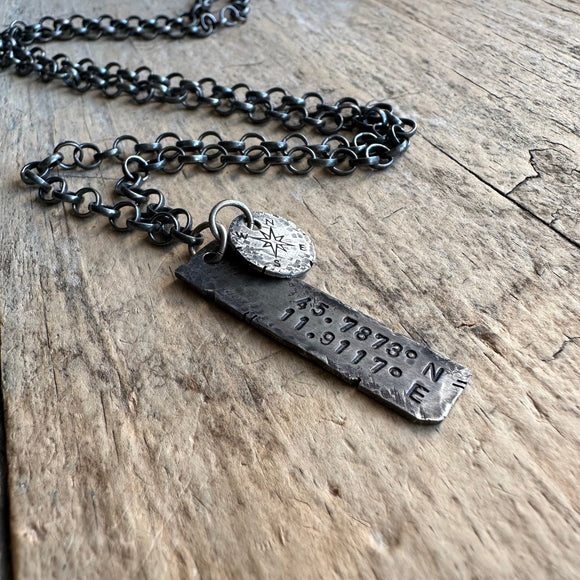 Sterling Silver Custom Coordinates Necklace