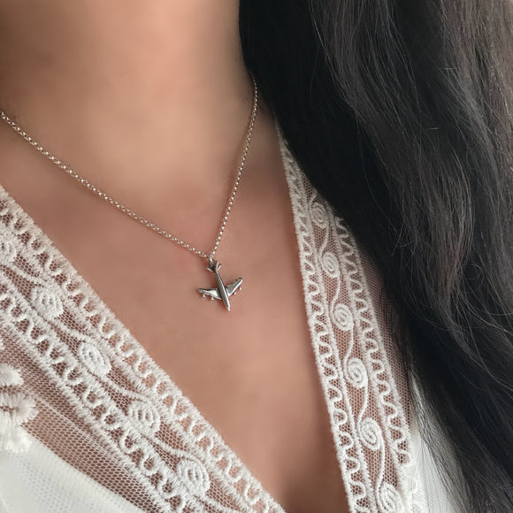 Sterling Silver Airplane Necklace