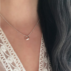 Sterling Silver Floating Heart Necklace