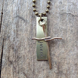 Men's Brass Cross Name Necklace