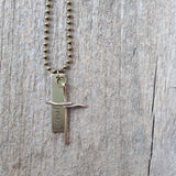 Men's Brass Cross Name Necklace