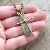 Men's Brass Cross Name Necklace