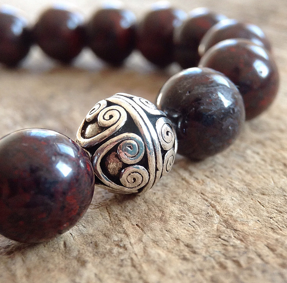 Men's Burgundy Jasper Bracelet - 10mm