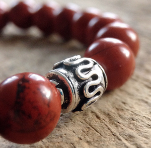 Mens Red Jasper Bracelet - 8mm Beads - TesoroDelSol