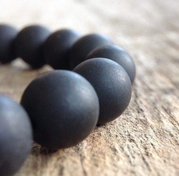 Men's Black Onyx Beaded Bracelet - TesoroDelSol