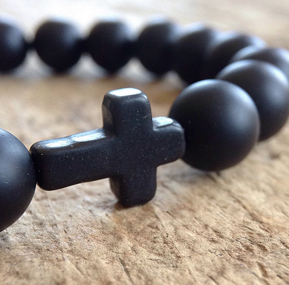 Men's Black Cross Bracelet - TesoroDelSol