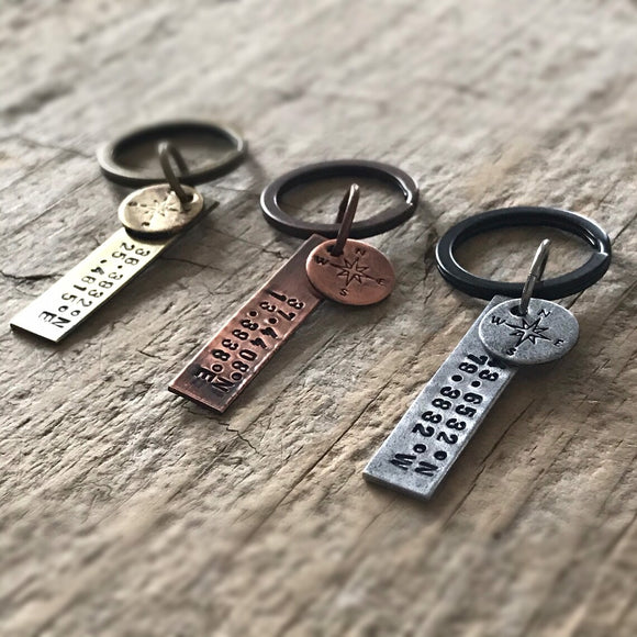 Custom GPS Coordinates Keychains