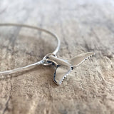 Silver Whale Tail Charm<br>Bangle Bracelet