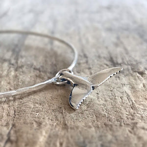 Silver Whale Tail Charm<br>Bangle Bracelet