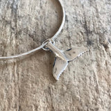 Silver Whale Tail Charm<br>Bangle Bracelet