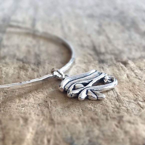 Silver Eye of Horus Charm<br>Bangle Bracelet