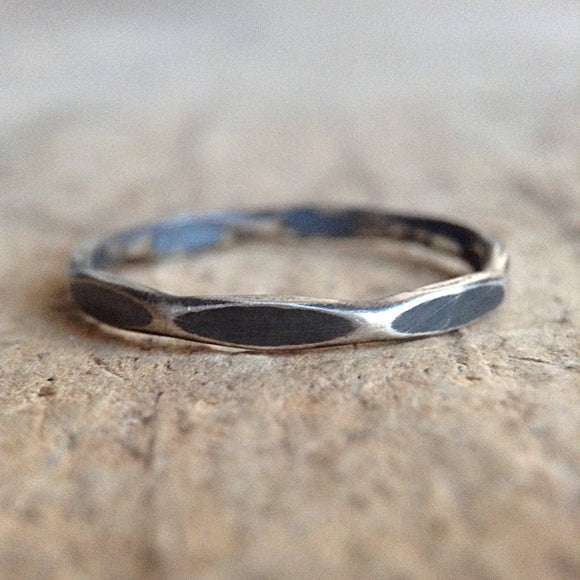Antique Sterling Silver Hammered Marquis Ring