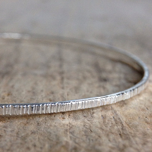Sterling Silver Tree Bark Bangle - TesoroDelSol