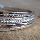 Sterling Silver Raw Silk Bangle - TesoroDelSol