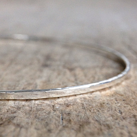 Sterling Silver Hammered<br>Bangle Bracelet