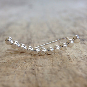 Boho Luxe Silver Beaded Ear Climbers