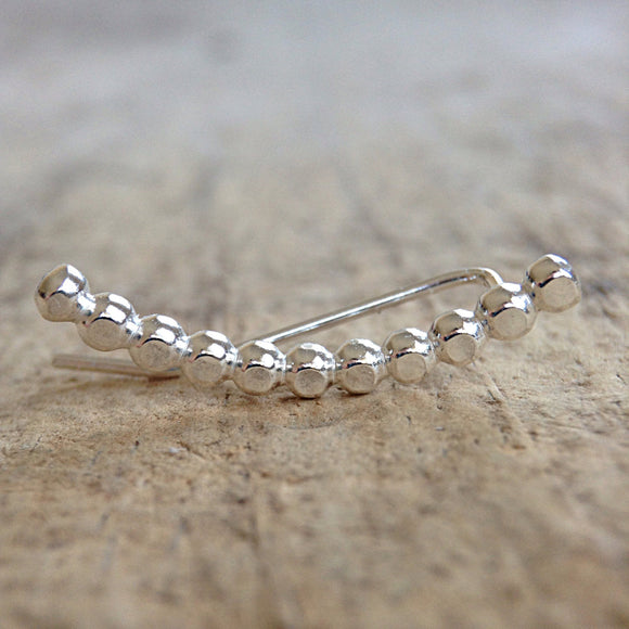 Boho Luxe Silver Beaded Ear Climbers