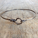 Vintage Brass Hook and Eye Bangle, Latch and Hook Bangle, Stackable Bangle Bracelet, Rustic Jewelry, Bohemian Bracelet, Bohemian Jewelry - TesoroDelSol