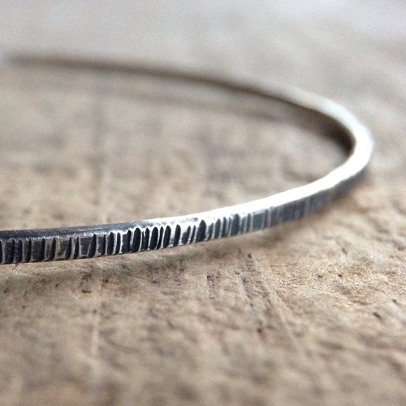 Antique Silver Tree Bark<br>Bangle Bracelet