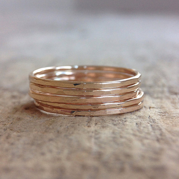 Set of 5 Gold Stacking Rings