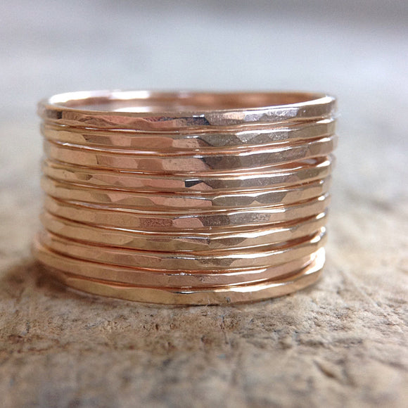 Set of 10 Gold Stacking Rings
