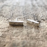 Sterling Silver Aztec Bar Stud Earrings