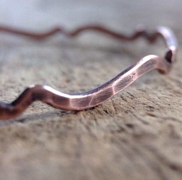 Vintage Copper Bangle Bracelet, Scroll Bangle, Moroccan Bracelet, Wave Bangle, Bohemian Bracelet, Bohemian Jewelry - TesoroDelSol