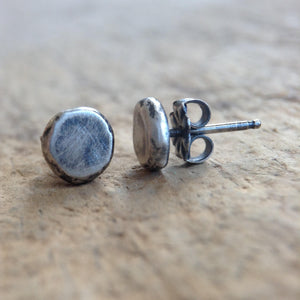 Antique Sterling Silver Pebble Earrings