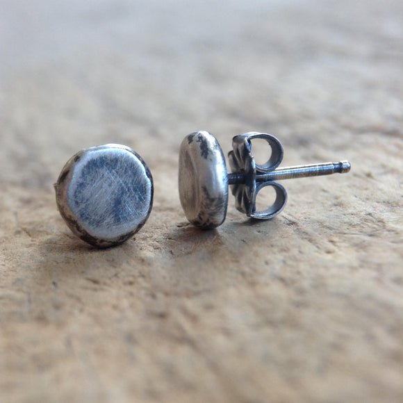 Antique Sterling Silver Pebble Earrings