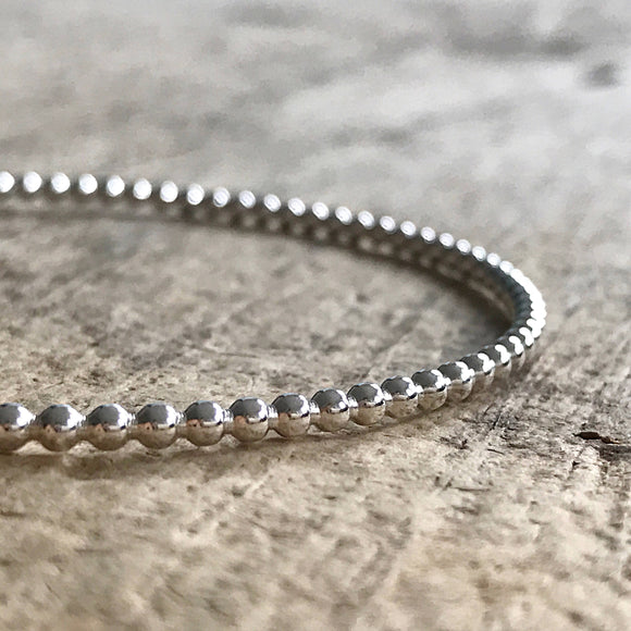 Beaded Sterling Silver<br>Bangle Bracelet