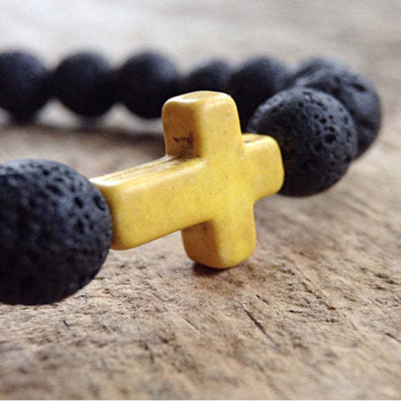 Men's Yellow Cross Bracelet
