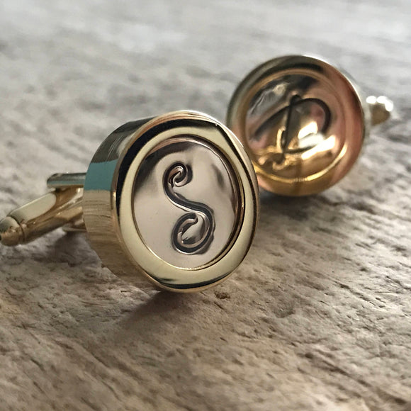 Men's Personalized Gold Initial Cufflinks