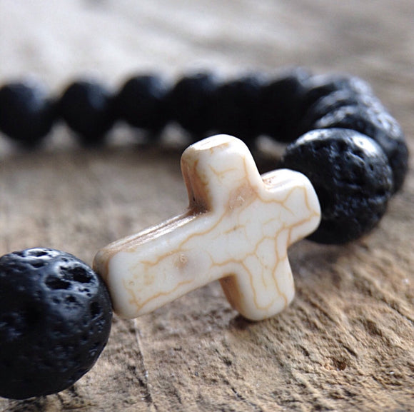 Men's White Cross Bracelet