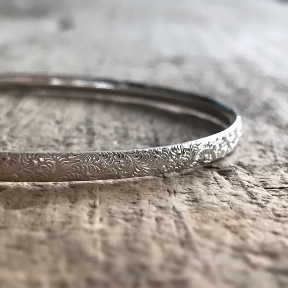 Sterling Silver Paisley<br>Bangle Bracelet