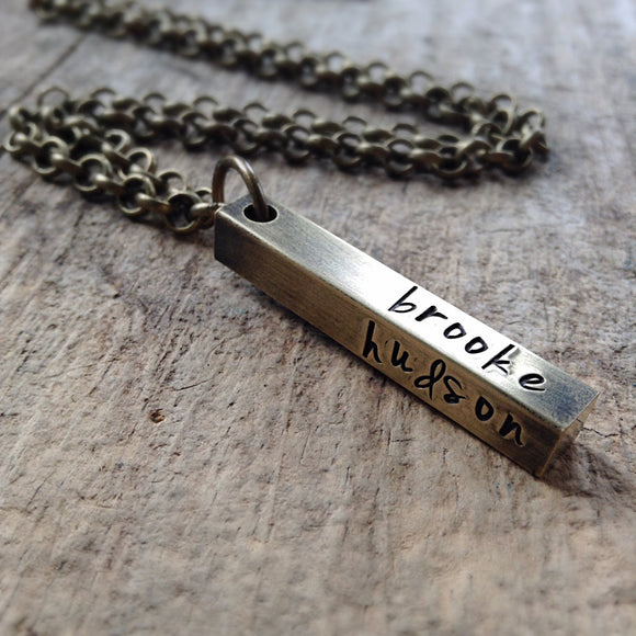 Men's Oxidized Square Bar Necklace - TesoroDelSol