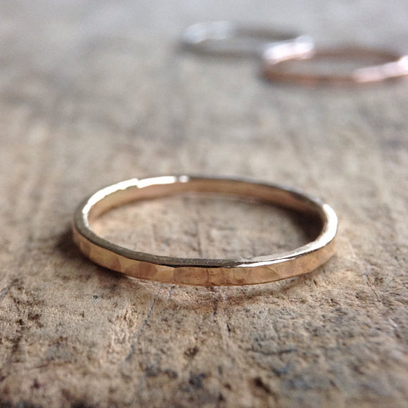 Gold Hammered Stacking Ring