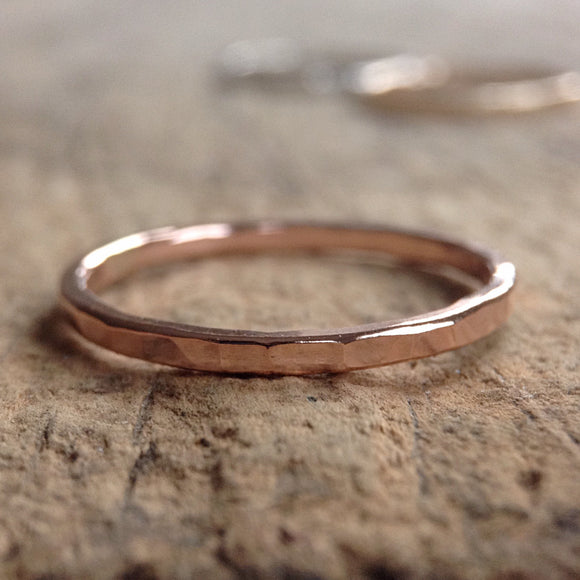 Rose Gold Hammered Ring Band