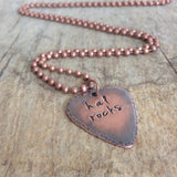 Men's Copper Guitar Pick Necklace