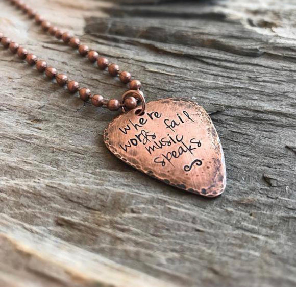 Men's Copper Guitar Pick Necklace
