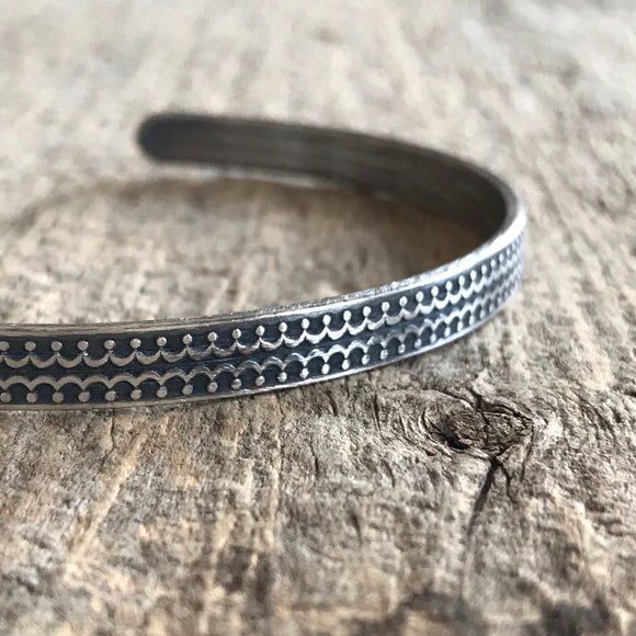 Men's Scalloped Open Cuff Bracelet