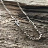 Sterling Silver Sideways Cross Necklace
