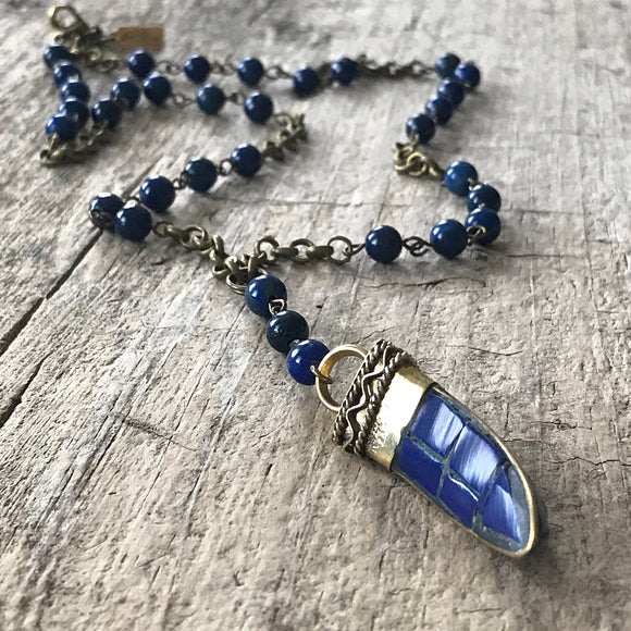 Men's Lapis Lazuli Inlay Necklace
