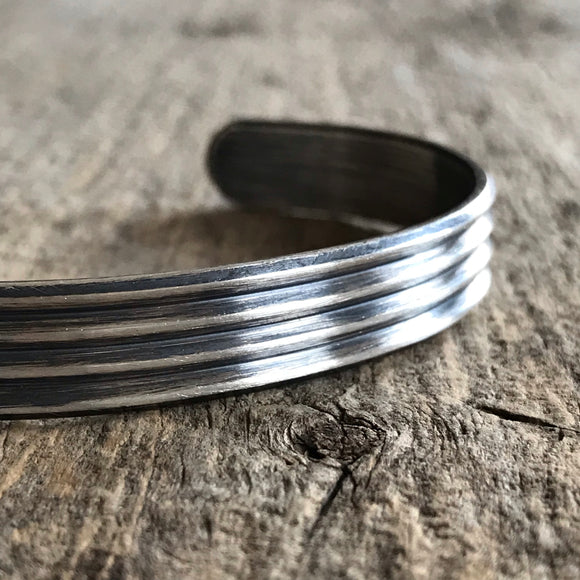 Men's Striped Open Cuff Bracelet