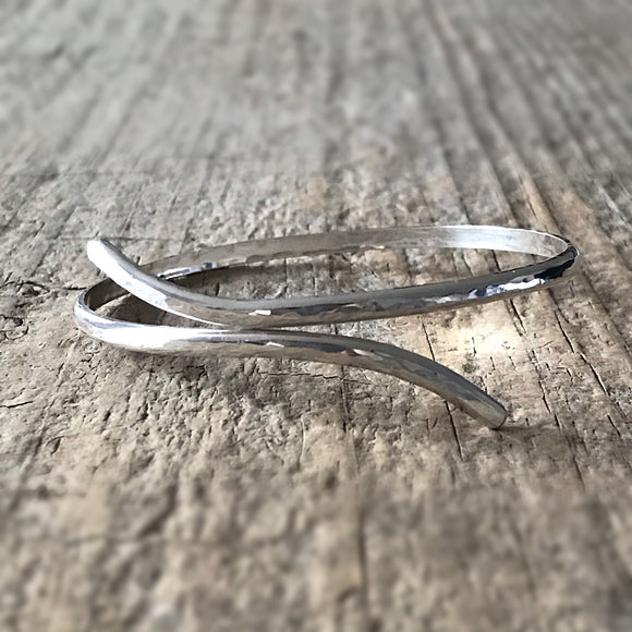 Sterling Silver Ocean Waves<br>Bangle Bracelet