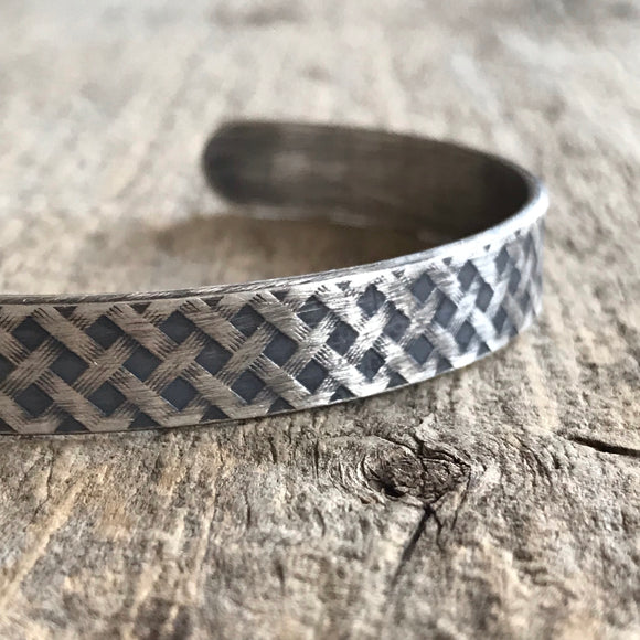 Men's Plaid Open Cuff<br>Bangle Bracelet