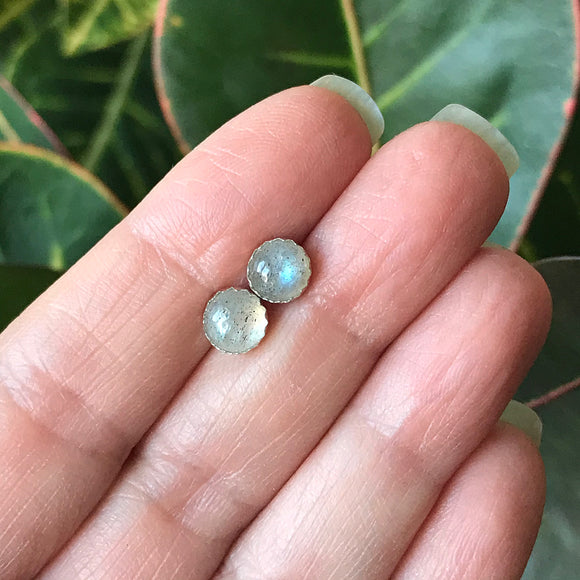 Light Labradorite Gemstone Stud Earrings