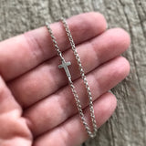 Sterling Silver Sideways Cross Necklace