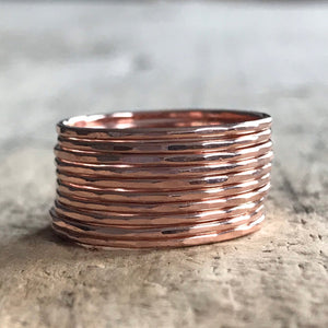 Set of 10 Rose Gold Stacking Rings