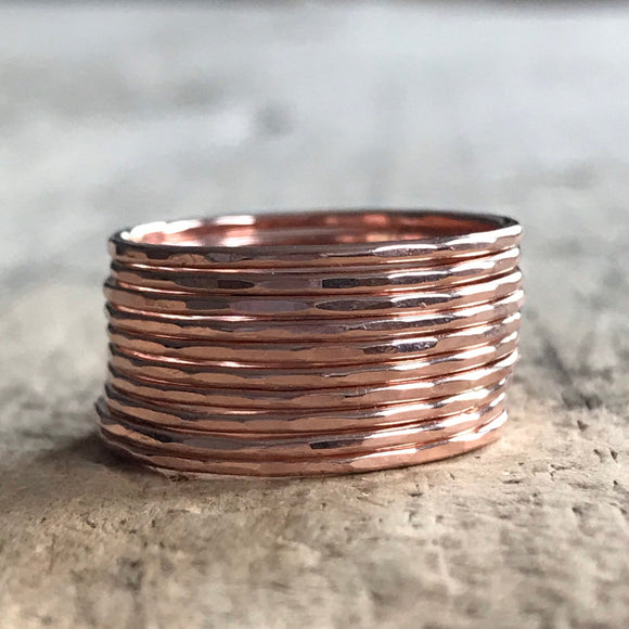 Set of 10 Rose Gold Stacking Rings